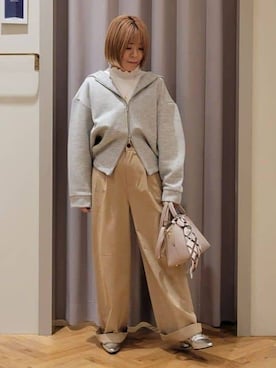 「Rubyrivet（ルビーリベット）のアイテム（パンツ）」を使った、YOSIさん（レディース・152cm）の春コーディネート