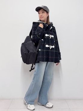 「アイテム（ダッフルコート）」を使った、Nishijimaさん（レディース・156cm）の秋コーディネート