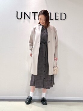 「アイテム（ノーカラーコート、ベージュ系）」を使った、YUIさん（レディース・160cm）の冬コーディネート