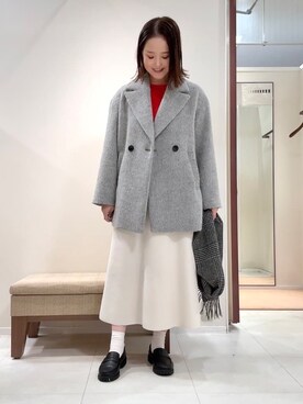 「アイテム（ピーコート、グレー系）」を使った、YUIさん（レディース・160cm）の冬コーディネート