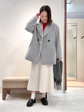 「アイテム（ピーコート、グレー系）」を使った、YUIさん（レディース・160cm）の冬コーディネート