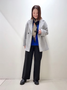 「アイテム（ピーコート、グレー系）」を使った、YUIさん（レディース・160cm）の冬コーディネート