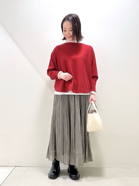 「アイテム（ノーカラーコート、ベージュ系）」を使った、YUIさん（レディース・160cm）の冬コーディネート