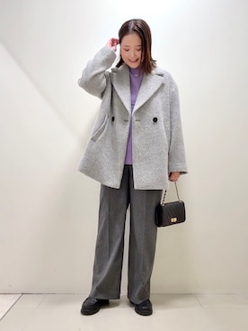 「アイテム（ピーコート、グレー系）」を使った、YUIさん（レディース・160cm）の秋コーディネート
