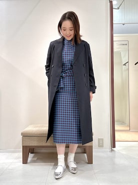 「アイテム（トレンチコート、ブルー系）」を使った、YUIさん（レディース・160cm）の春コーディネート