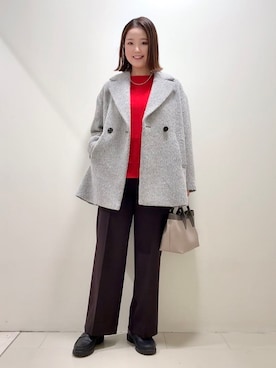 「アイテム（ピーコート、グレー系）」を使った、YUIさん（レディース・160cm）の冬コーディネート