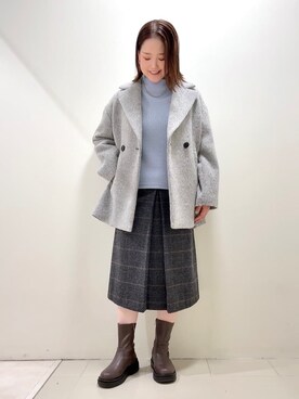 「アイテム（ピーコート、グレー系）」を使った、YUIさん（レディース・160cm）の冬コーディネート