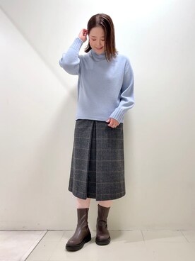 「アイテム（ピーコート、グレー系）」を使った、YUIさん（レディース・160cm）の冬コーディネート