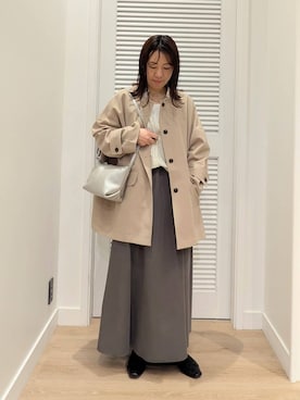 「アイテム（ノーカラーコート）」を使った、enさん（レディース・158cm）の冬コーディネート