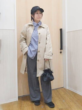 「SHOO・LA・RUE（シューラルー）の【S-LL/撥水/防花粉】オンにもオフにも ステンカラーコート（ステンカラーコート、ベージュ系）」を使った、たぐちゃんさん（レディース・153cm）の冬コーディネート