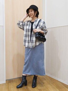 「SHOO・LA・RUE（シューラルー）のデイリー使いに ランダムテレコ タンクトップ（タンクトップ、ブラック系）」を使った、たぐちゃんさん（レディース・153cm）の秋コーディネート