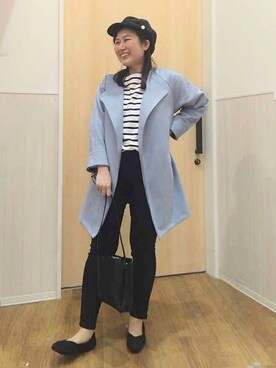 「SHOO・LA・RUE（シューラルー）の【SS-3L/無理せずスリム】 ぐんぐん伸びる ハイパースキニーパンツ（その他パンツ、ブラック系）」を使った、たぐちゃんさん（レディース・153cm）の春コーディネート