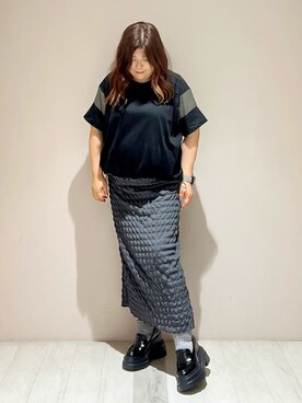 「ESPERANZA（エスペランサ）のボリューム厚底ローファー（パンプス、ブラック系）」を使った、yumiさん（レディース・162cm）の秋コーディネート