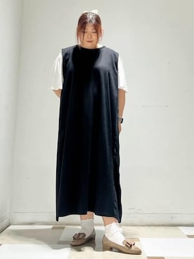 「ESPERANZA（エスペランサ）のリボンパンプス（その他シューズ、ベージュ系）」を使った、yumiさん（レディース・162cm）の冬コーディネート