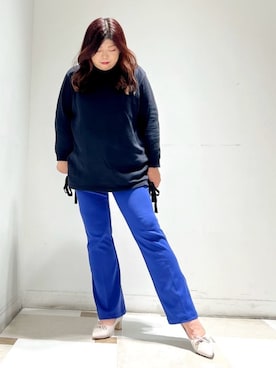 「ESPERANZA（エスペランサ）のビジューリボンポインテッドトゥパンプス（パンプス、グレー系）」を使った、yumiさん（レディース・162cm）の冬コーディネート