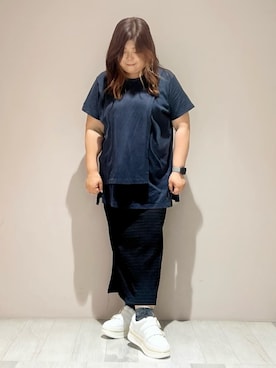 「ESPERANZA（エスペランサ）のビジューバックルWストラップレーススニーカー（スニーカー、ホワイト系）」を使った、yumiさん（レディース・162cm）の秋コーディネート