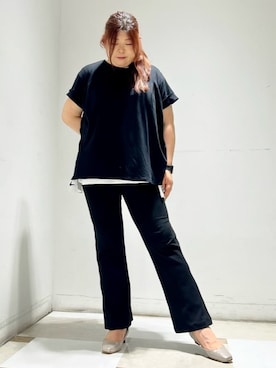 「ESPERANZA（エスペランサ）のスクエアウェッジパンプス（パンプス、ベージュ系）」を使った、yumiさん（レディース・162cm）の夏コーディネート