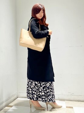 「ESPERANZA（エスペランサ）の疲れにくいパンプス＜約7.5cmヒール＞ 歩きやすい レイン対応 ブラックフォーマル（パンプス、ベージュ系）」を使った、yumiさん（レディース・162cm）の春コーディネート