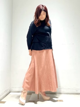 「ESPERANZA（エスペランサ）の3WAYデザインカット厚底パンプス（パンプス、ベージュ系）」を使った、yumiさん（レディース・162cm）の冬コーディネート