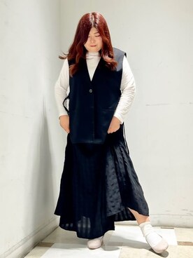 「ESPERANZA（エスペランサ）の【晴雨兼用/カラー追加】クッションフラットパンプス（パンプス、ベージュ系）」を使った、yumiさん（レディース・162cm）の春コーディネート