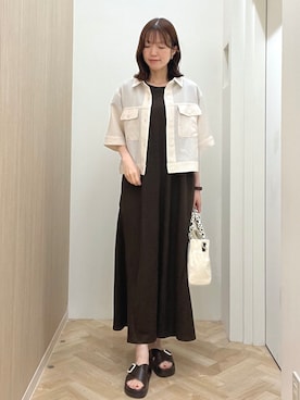 「Lee（リー）のアイテム（トートバッグ）」を使った、おまつさん（レディース・162cm）の夏コーディネート