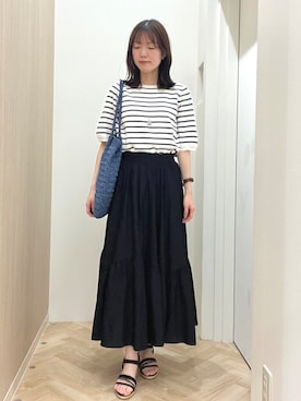 「Sunauna（スーナウーナ）のアイテム」を使った、おまつさん（レディース・162cm）の春コーディネート