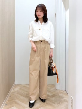 「Rubyrivet（ルビーリベット）のアイテム（パンツ）」を使った、おまつさん（レディース・162cm）の春コーディネート