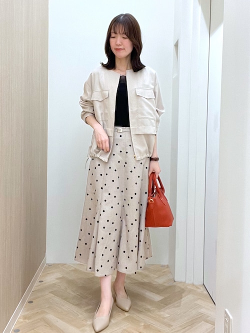 貴島明日香さん着用・洗える】麻調ノーカラーブルゾン（ブルゾン