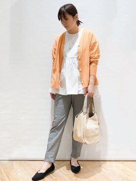 「OPAQUE.CLIP（オペークドットクリップ）の◆ペプラムドッキングカットソー【洗濯機洗い可】（Tシャツ/カットソー）」を使った、Shihoさん（レディース・162cm）の春コーディネート