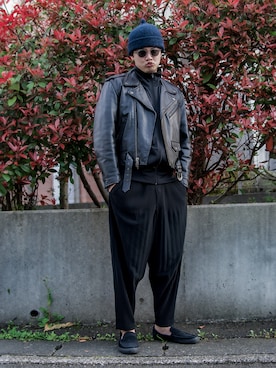 「Harley-Davidson（ハーレーダビッドソン）のアイテム」を使った、海成さん（メンズ・183cm）の春コーディネート