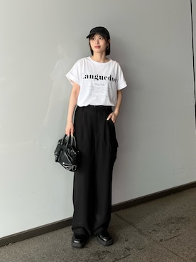 「Lui's（ルイス）のUVカット / 接触冷感ロゴT（Tシャツ/カットソー、ホワイト系）」を使った、　kAEDE  さん（レディース・162cm）の春コーディネート
