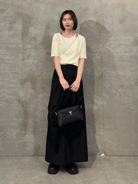 「Lui's（ルイス）のレイヤード半袖ニットプルオーバー（Tシャツ/カットソー、ホワイト系）」を使った、　kAEDE  さん（レディース・162cm）の春コーディネート