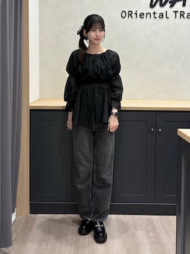 「ORiental TRaffic（オリエンタルトラフィック）のアイテム（ローファー）」を使った、智咲さん（レディース・167cm）の秋コーディネート
