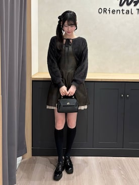 「ORiental TRaffic（オリエンタルトラフィック）の＼ 厚底 ／ ボリューム ソール レースアップ シューズ /61105（パンプス、ブラック系）」を使った、智咲さん（レディース・167cm）の春コーディネート