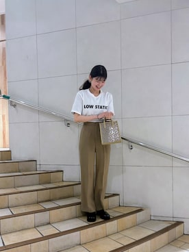 「SENSE OF PLACE by URBAN RESEARCH（センスオブプレイスバイアーバンリサーチ）の『一部WEB限定』『UR TECH DRYLUXE』リネンライクワイドパンツ（その他パンツ、ベージュ系）」を使った、kiwaさん（レディース・161cm）の春コーディネート