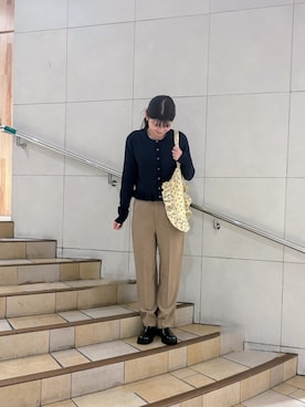 「SENSE OF PLACE by URBAN RESEARCH（センスオブプレイスバイアーバンリサーチ）の『洗濯可』フリルトリムニットカーディガン（ニット/セーター、ブルー系）」を使った、kiwaさん（レディース・161cm）の春コーディネート