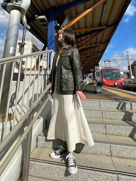 「select MOCA（セレクトモカ）のアイテム（スカート）」を使った、はるさん（レディース・165cm）の秋コーディネート