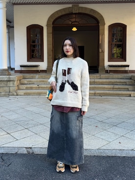 「アイテム（デニムスカート）」を使った、はるさん（レディース・165cm）の秋コーディネート