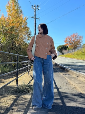 「アイテム（ライダースジャケット）」を使った、はるさん（レディース・165cm）の秋コーディネート