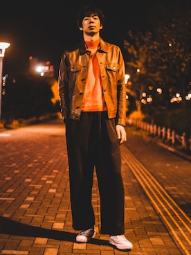 「アイテム（スウェットパンツ）」を使った、harukiさん（メンズ・185cm）の秋コーディネート