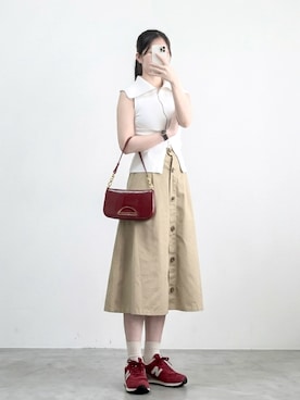 「ZARA（ザラ）のアイテム（トップス、ホワイト系）」を使った、しちみ🌶さん（レディース・168cm）の春コーディネート