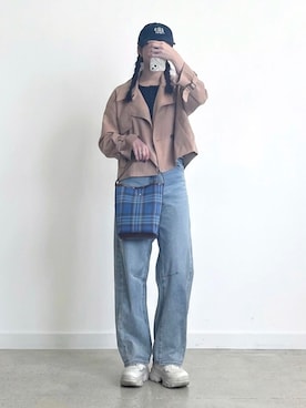 「LAKOLE（ラコレ）のアイテム（キャップ）」を使った、𝑵𝒂𝒏𝒂𝒎𝒊🍪さん（レディース・168cm）の春コーディネート