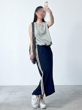 「しまむら（シマムラ）のアイテム（スカート）」を使った、しちみ🌶さん（レディース・168cm）の夏コーディネート