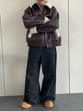 「アイテム（ムートンコート）」を使った、ゴンさんさん（メンズ・168cm）の秋コーディネート