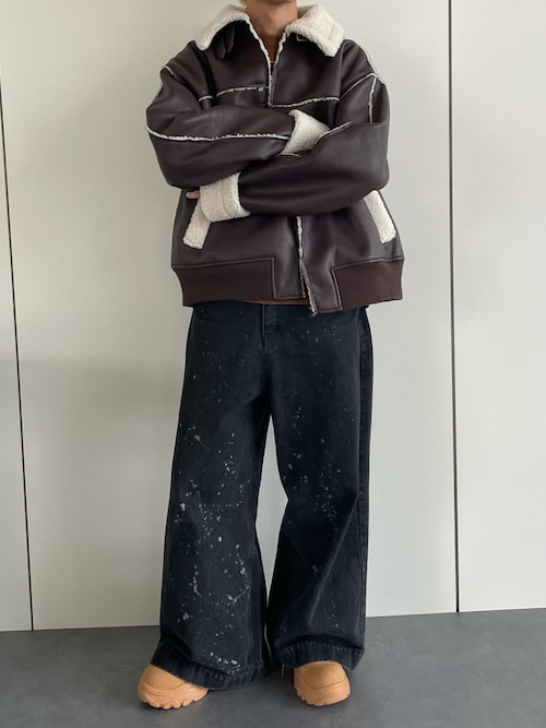 セール】オーバーサイズ裏ボアフェイクムートンジャケット（ムートン