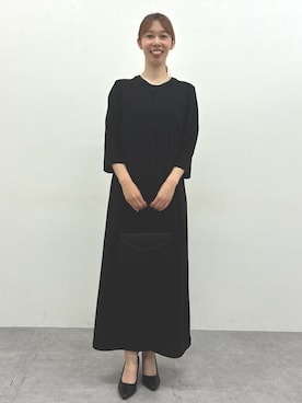 「nissen（ニッセン）の高身長【喪服・礼服】前開きレースマキシワンピース（トールサイズ）（フォーマルスーツ/小物、ブラック系）」を使った、やすえ(身長170cm)さん（レディース・170cm）の春コーディネート