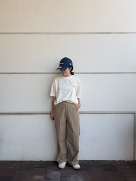 「URBAN RESEARCH DOORS（アーバンリサーチドアーズ）のpatagonia　WSWATERPEOPLEOVERSIZE T-SHIRTS（Tシャツ/カットソー、ベージュ系）」を使った、Misakiさん（レディース・156cm）の夏コーディネート