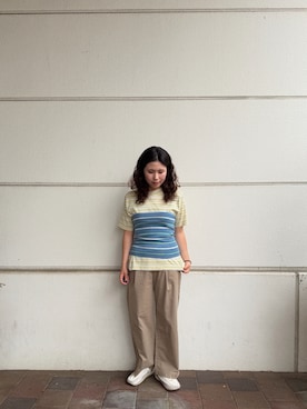 「URBAN RESEARCH DOORS（アーバンリサーチドアーズ）のRYE TENDER　VESCOVI TOP（チューブトップ、グリーン系）」を使った、Misakiさん（レディース・156cm）の夏コーディネート