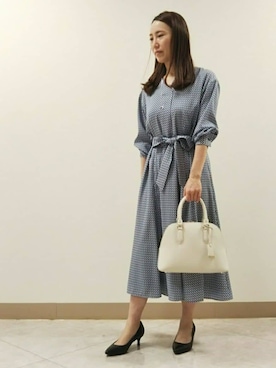 「UNTITLED（アンタイトル）の【日本製・本革】Comfit Dresser Pumps（コンフィットドレッサーパンプス）（パンプス、ブラック系）」を使った、51680さん（レディース・155cm）の春コーディネート