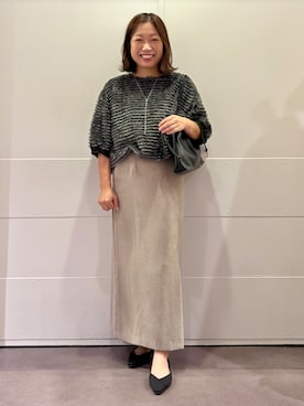 「UNTITLED（アンタイトル）の【秋映え/体型カバー】フェザージャガードプルオーバー（Tシャツ/カットソー、グリーン系）」を使った、tokoさん（レディース）の秋コーディネート